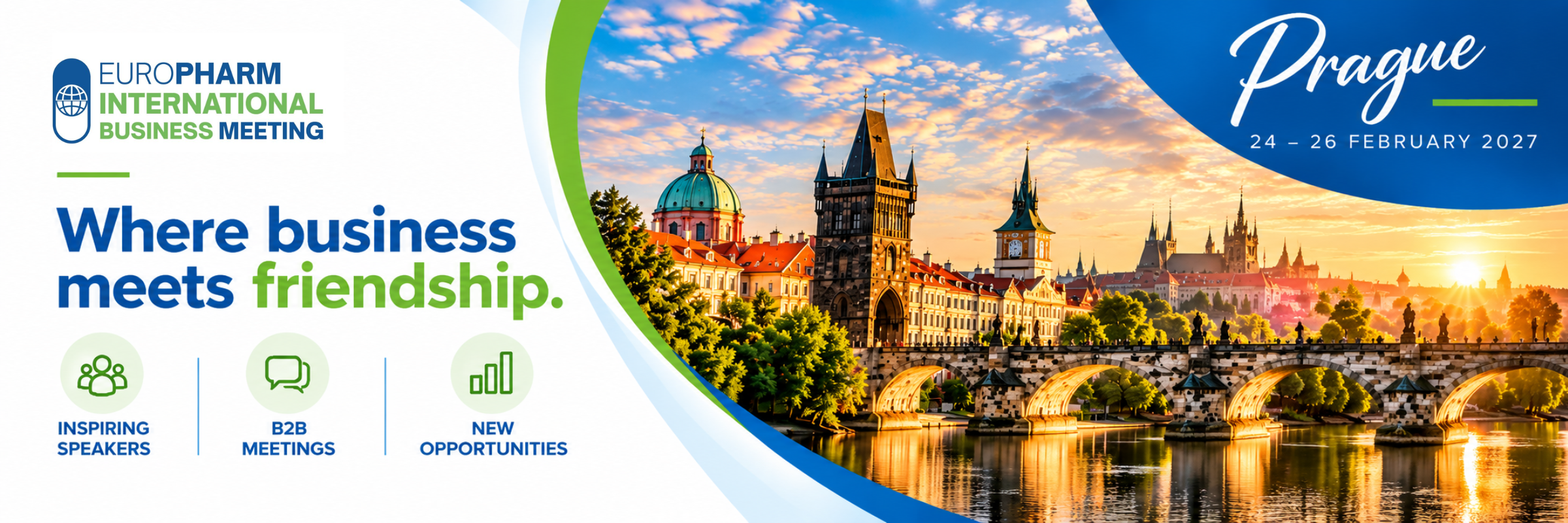 Europharm International Business Meeting in Prague, 24–26 February 2027. Where business meets friendship.